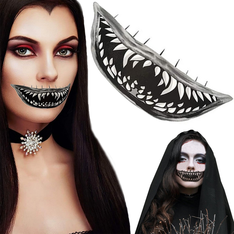 Halloween tetovanie falošné zuby – dočasný make-up efekt, umývateľné 1 ks