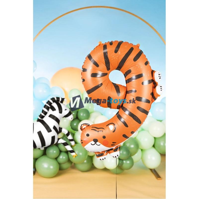 Fóliový balón číslo 9 Tiger 64x87 cm