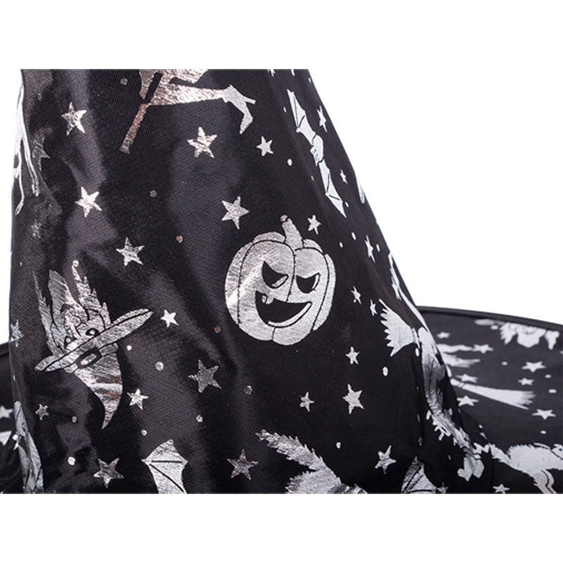 Čarodejnícky klobúk na Halloween – klasická špicatá čiapka so vzorom