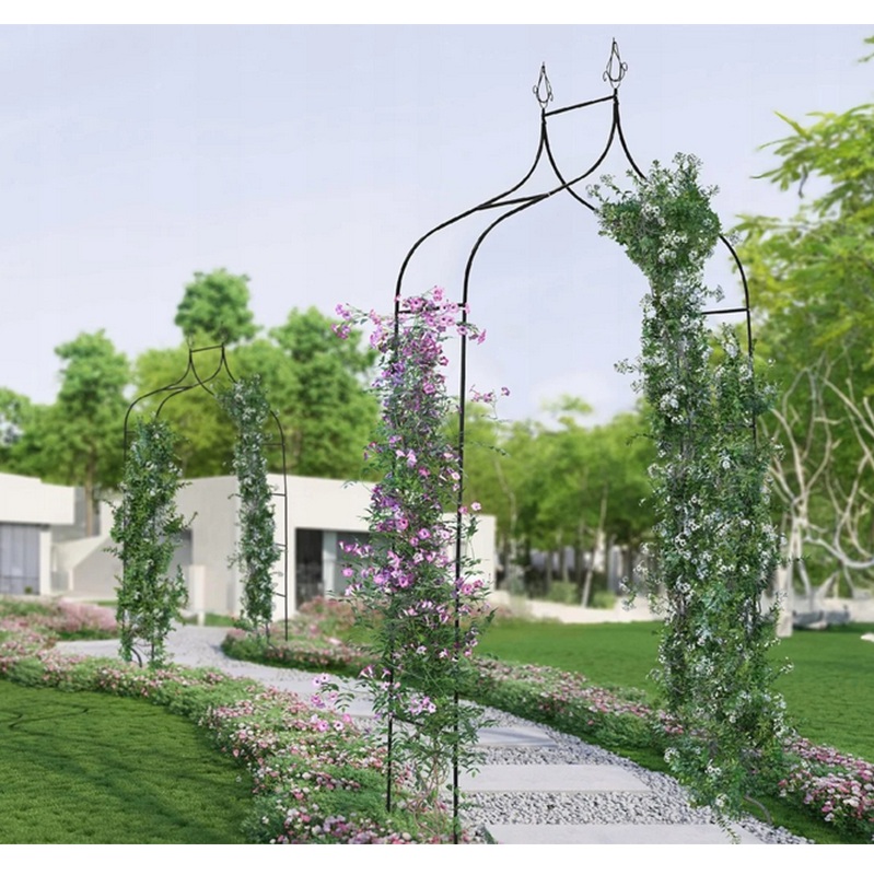 Záhradná kovová pergola na kvety dekoratívna tmavozelená