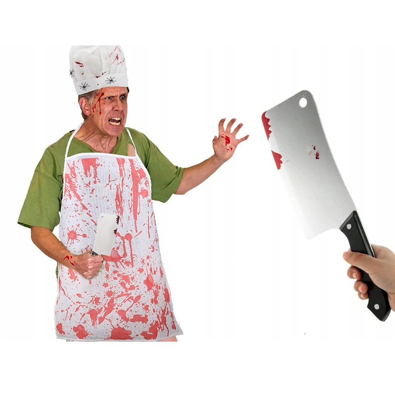Krvavý sekáčik na Halloween – plastová hororová rekvizita ku kostýmu