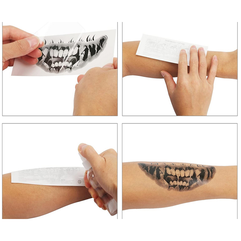 Halloween tetovanie falošné zuby – dočasný make-up efekt, umývateľné 1 ks