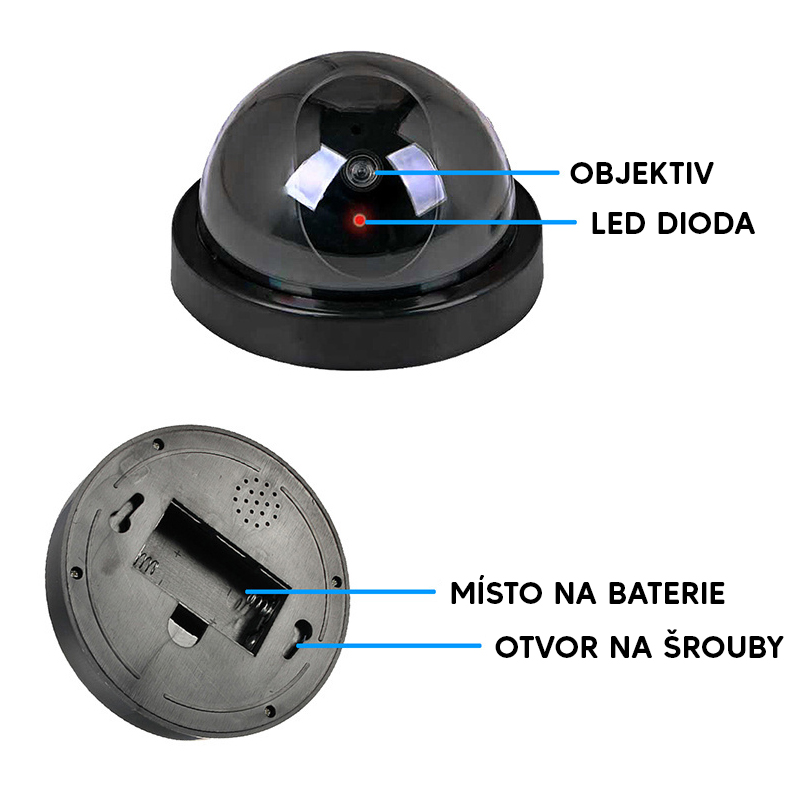 Atrapa bezpečnostnej kamery CCTV dome s LED – falošný dohľad pre domov aj firmu