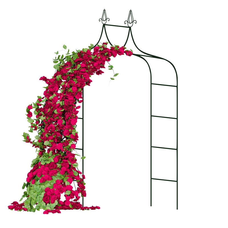Záhradná kovová pergola na kvety dekoratívna tmavozelená