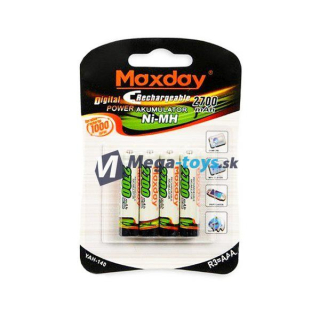 4 nabíjacie batérie MAXDAY AAA Ni-MH 2700 mAh