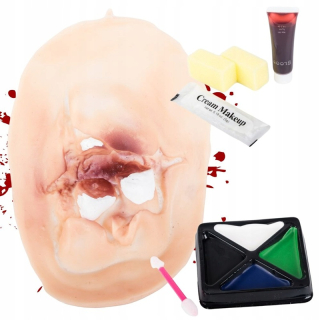 Falošná rana na Halloween s príslušenstvom – realistický make-up efekt uhryznutia